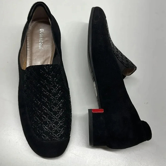 Beautifeel Lexi Loafers Suede Leather Shoes Black Chain Print NWOB Size 36 5